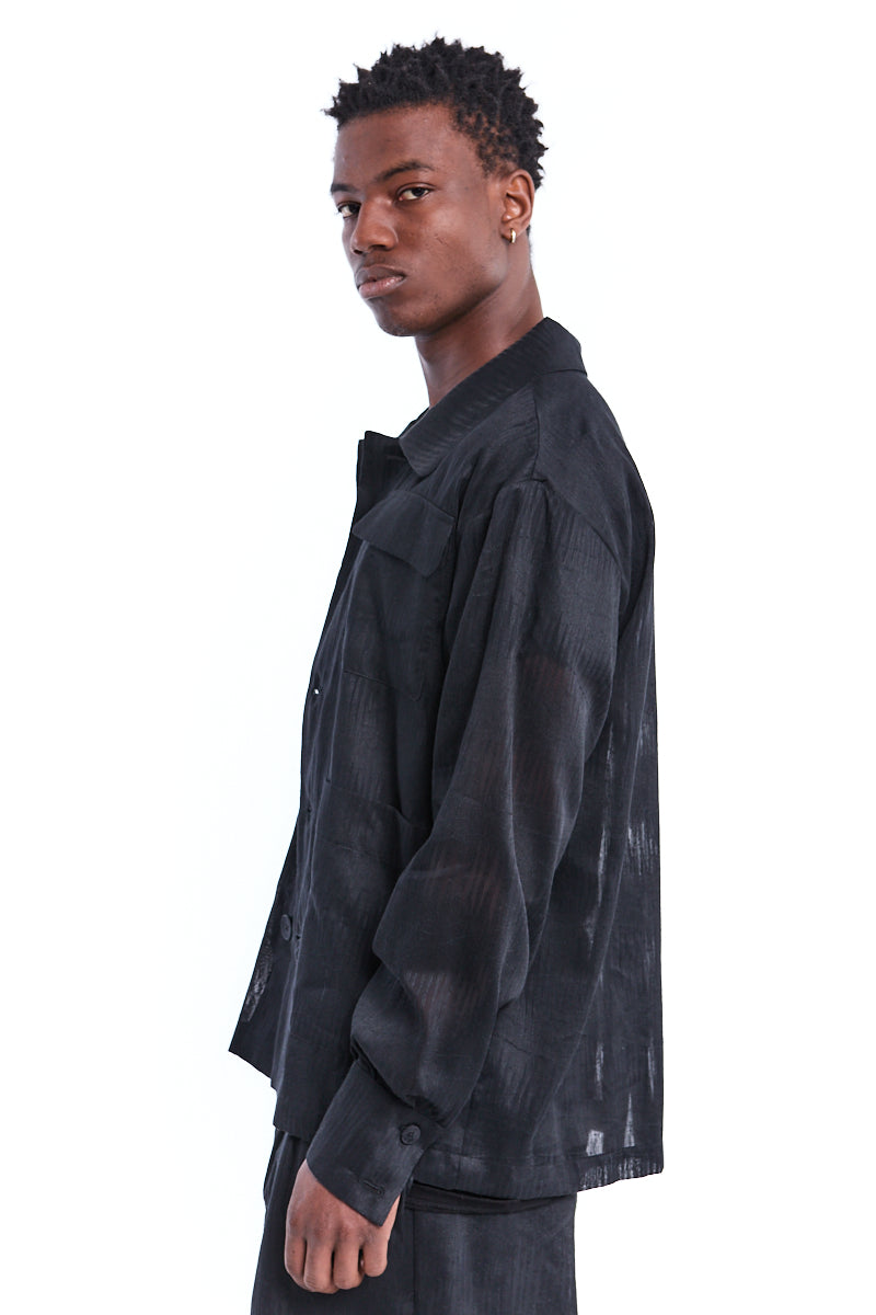 BLACK LIGHT LINEN JACKET