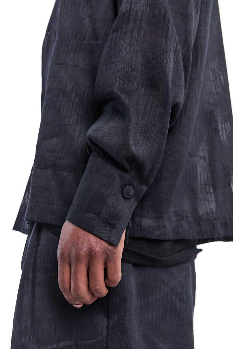BLACK LIGHT LINEN JACKET