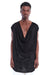 BLACK DRAPED LOW-CUT TOP