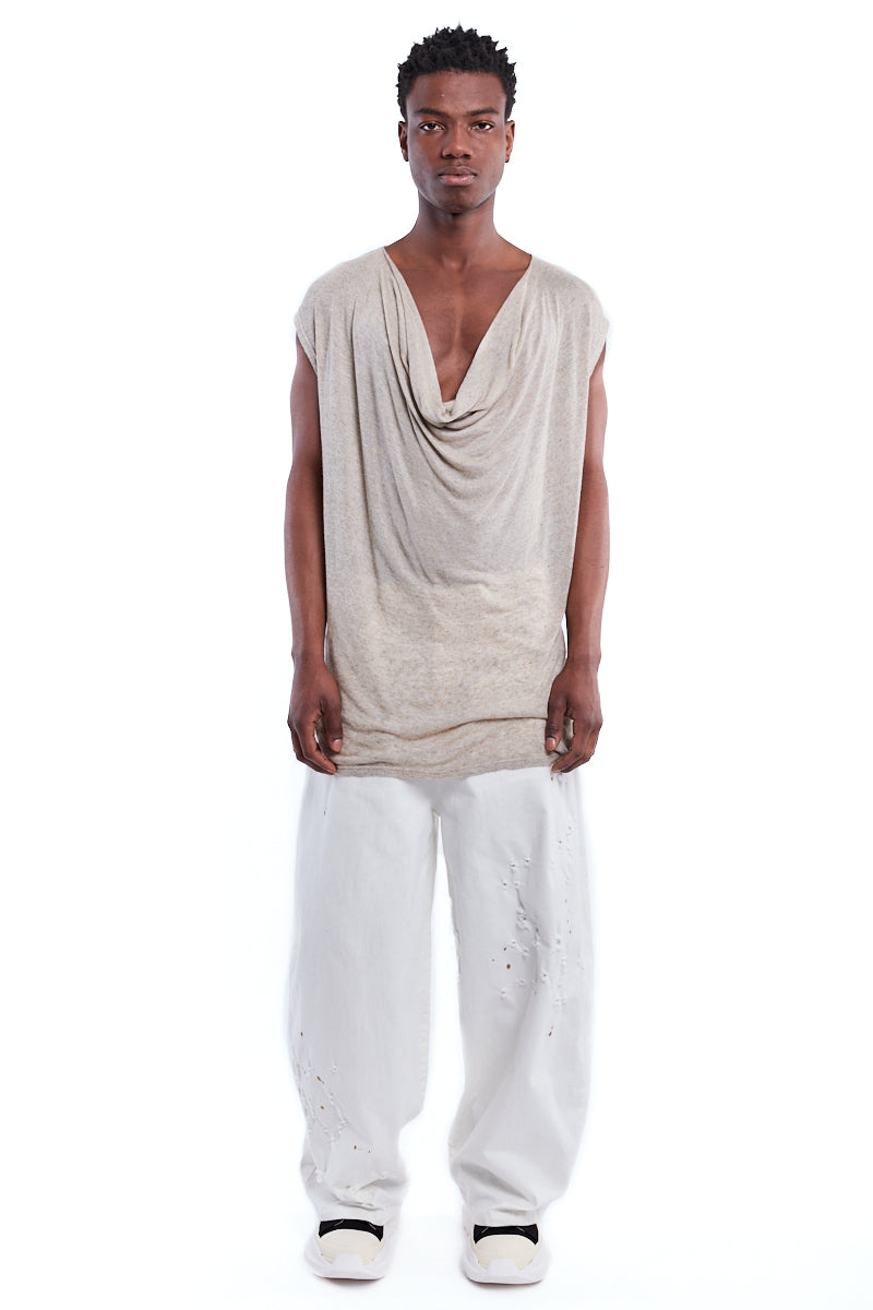 SAND DRAPED LOW-CUT TOP