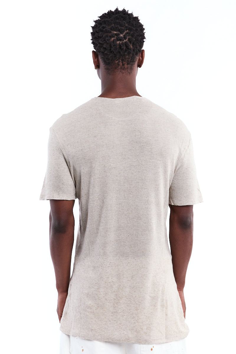 SAND ROUND NECK LINEN TOP