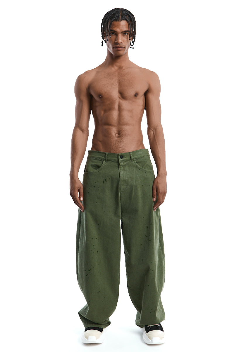 DIRTY GREEN WIDE PANTS