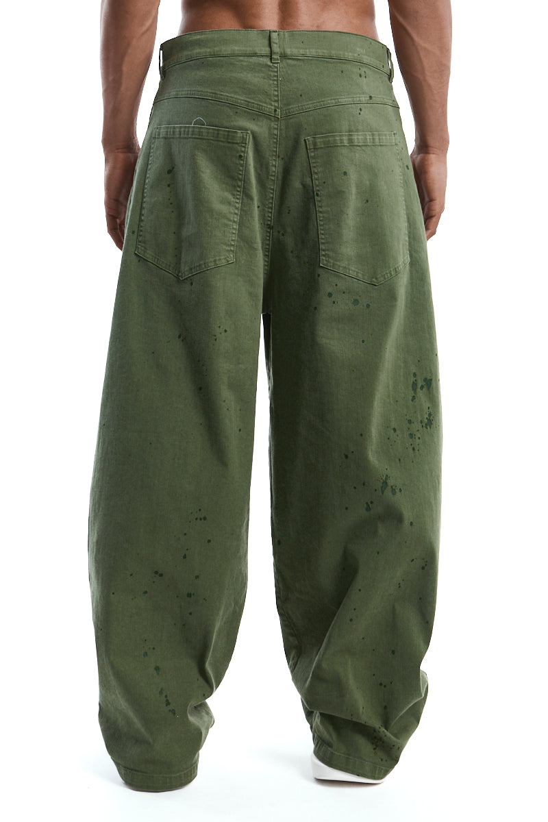 DIRTY GREEN WIDE PANTS