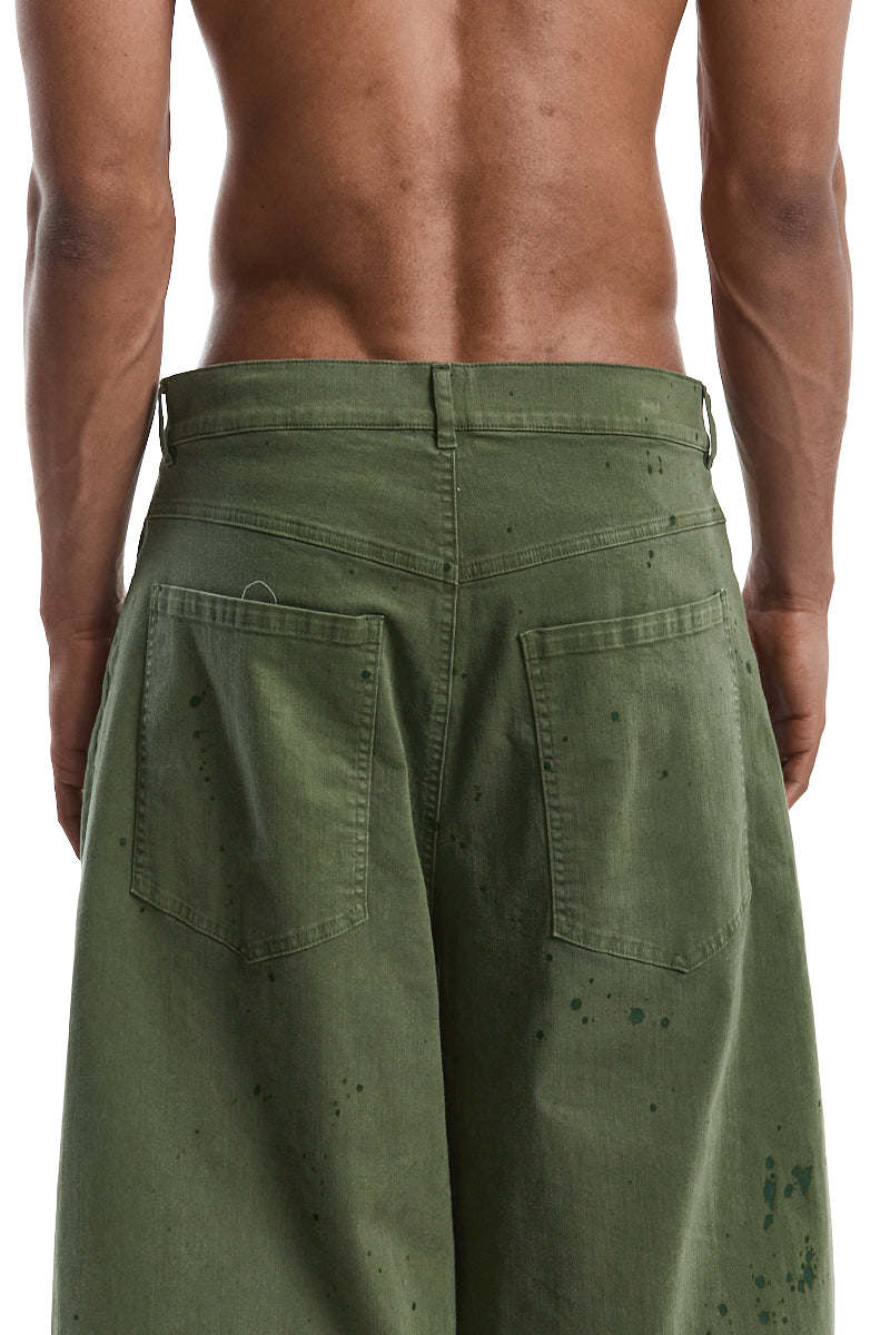 DIRTY GREEN WIDE PANTS
