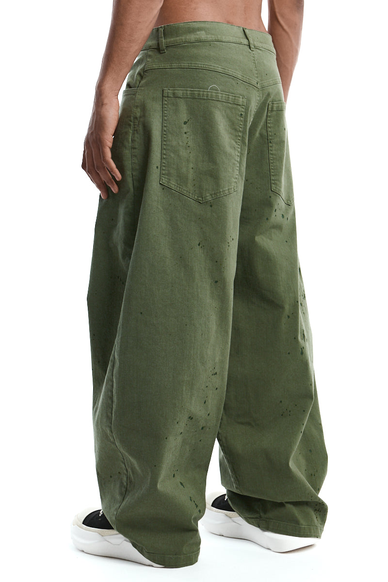 DIRTY GREEN WIDE PANTS