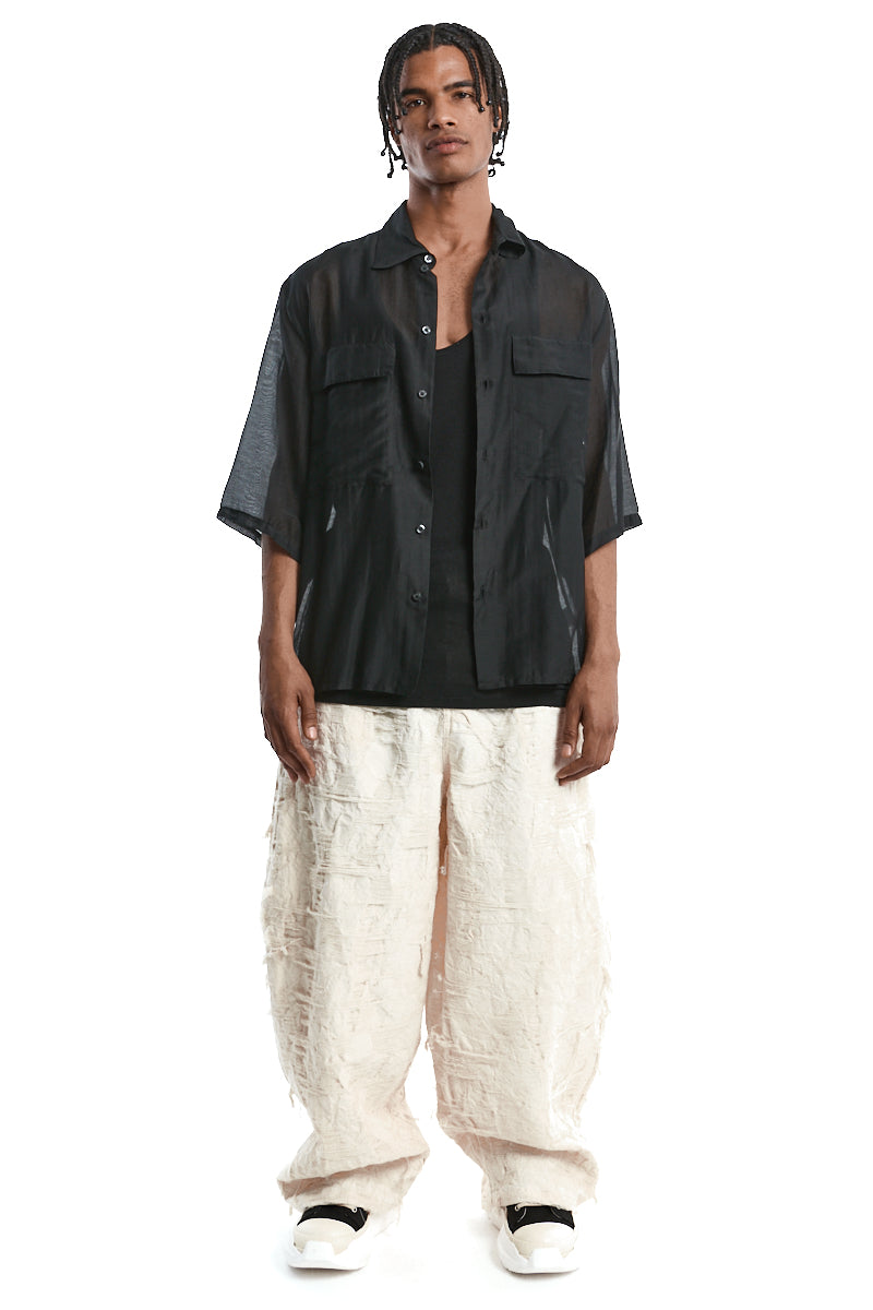 BLACK OVER SILK BLEND SHIRT