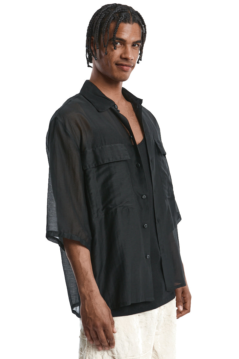 BLACK OVER SILK BLEND SHIRT