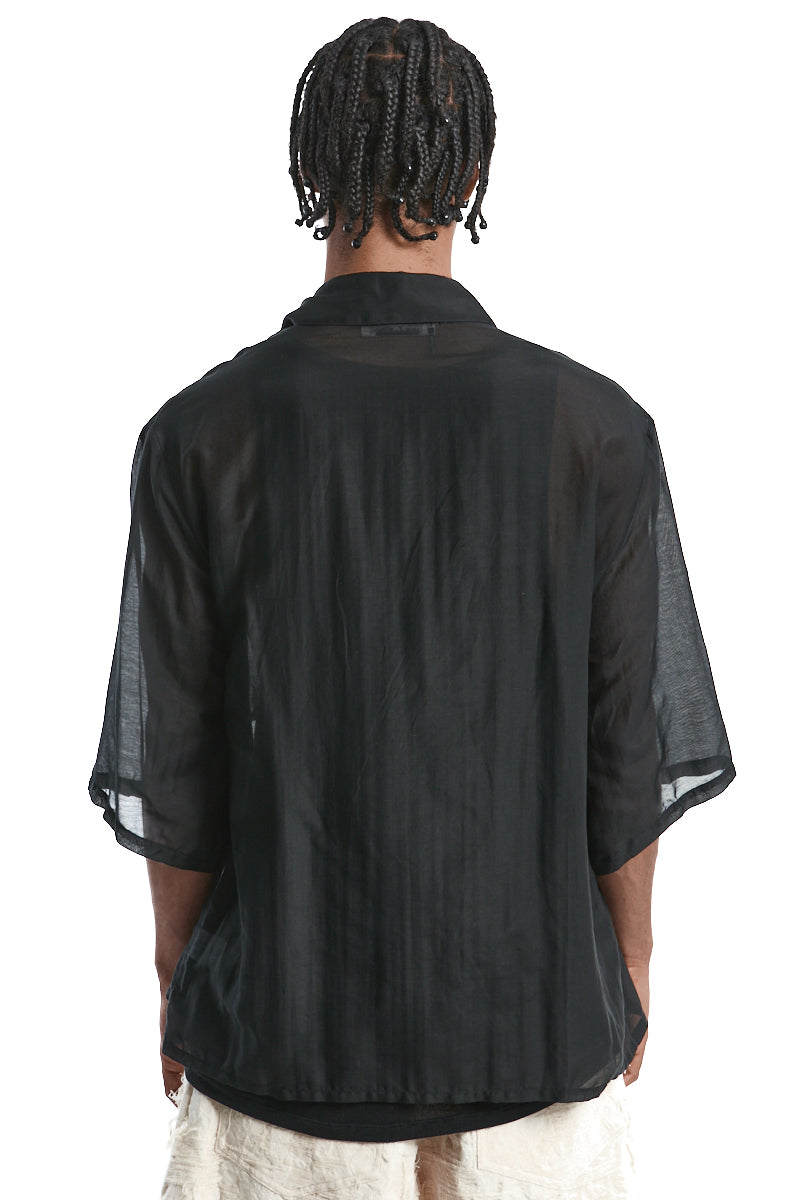 BLACK OVER SILK BLEND SHIRT