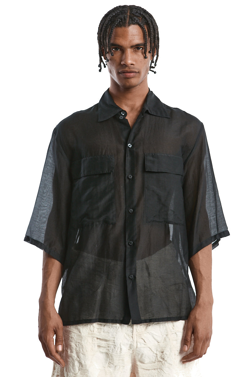 BLACK OVER SILK BLEND SHIRT