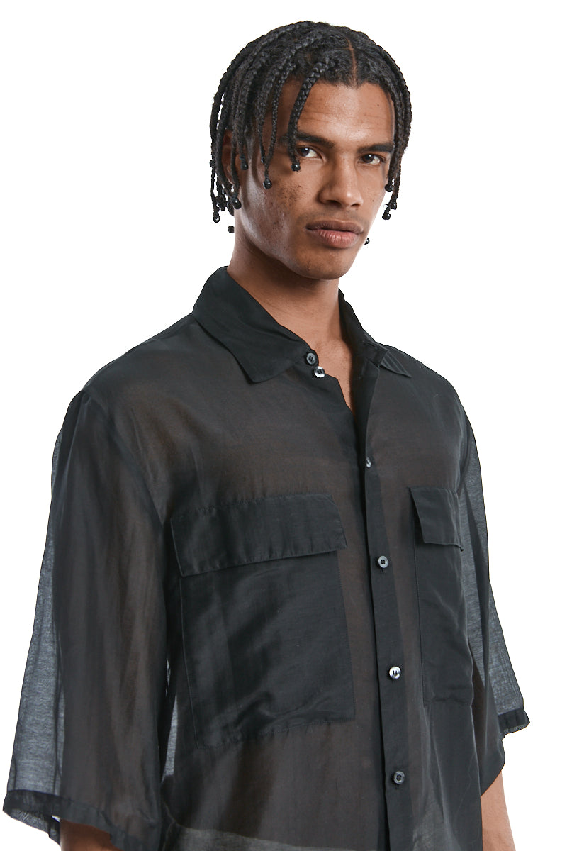 BLACK OVER SILK BLEND SHIRT