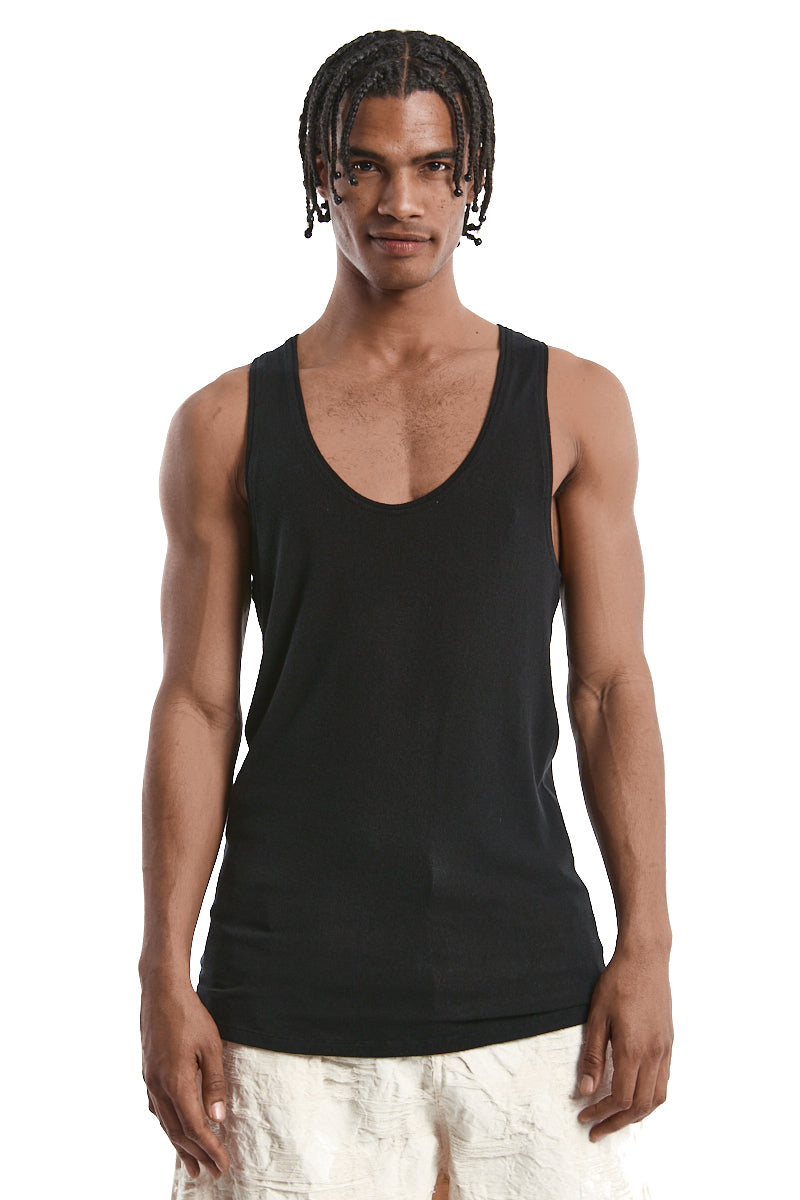 BLACK SILK BLEND TANK TOP