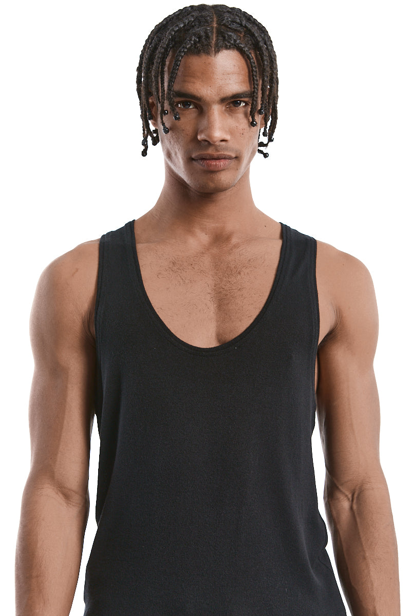 BLACK SILK BLEND TANK TOP