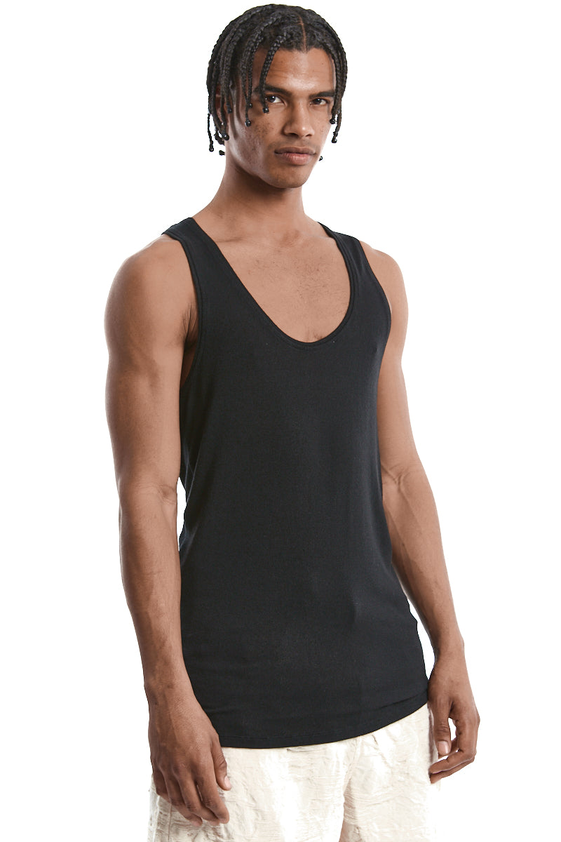 BLACK SILK BLEND TANK TOP