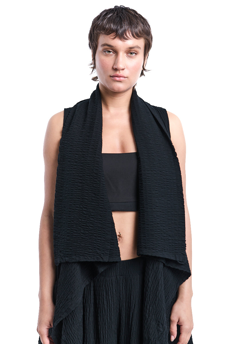 BLACK CRINKLED SOFT GILET