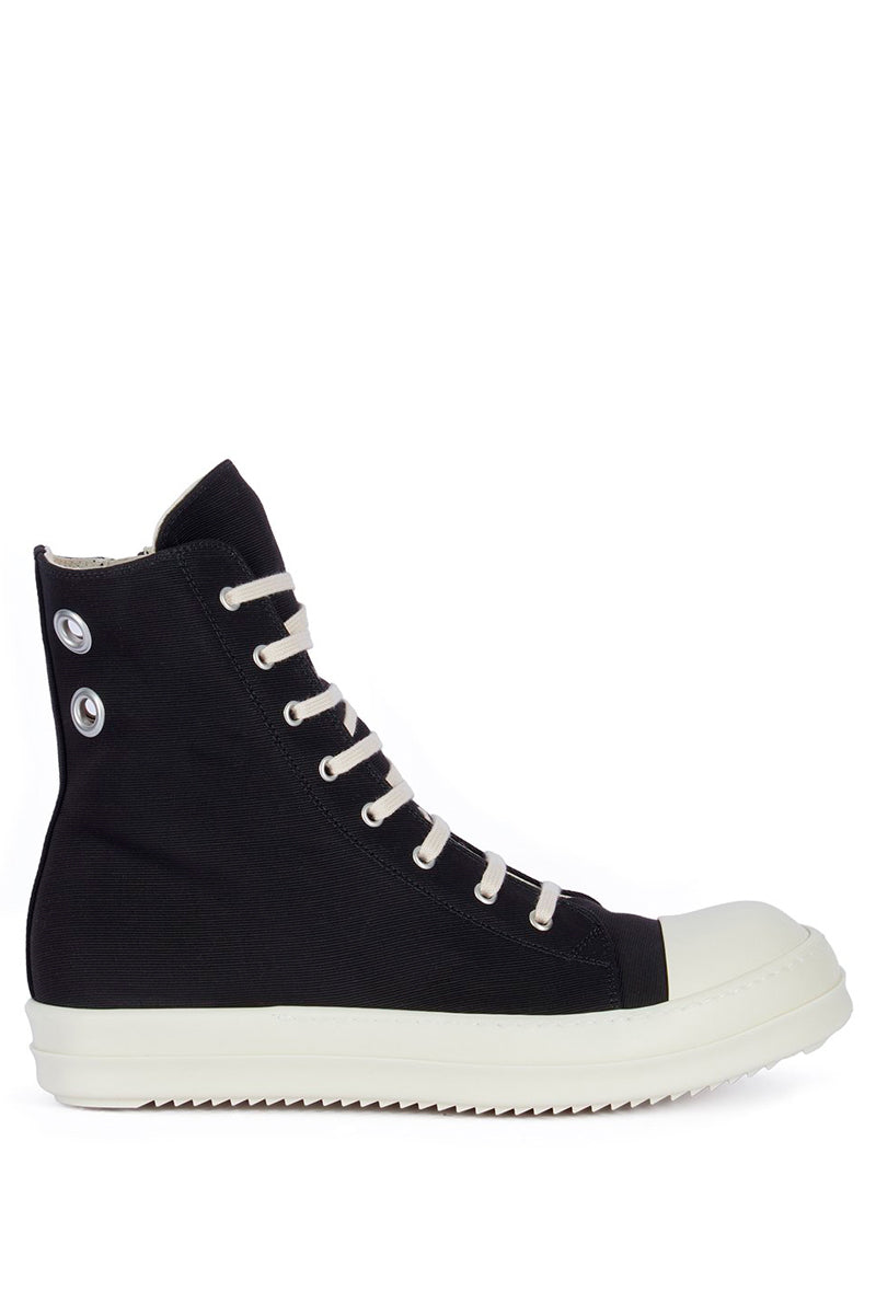 DRKSHDW | COTTON BARRE EYELETS HIGH SNEAKERS スニーカー Rick Owens DRKSHDW | Shop Online | Black Eyelets Cotton