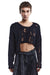 BLACK CROPPED OPENWORK JUMPER