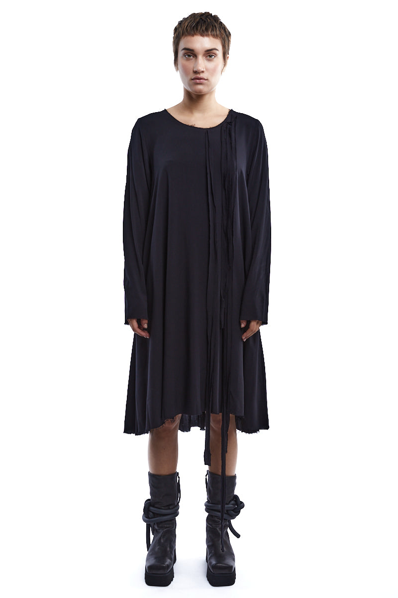 BLACK VISCOSE TUNIC DRESS