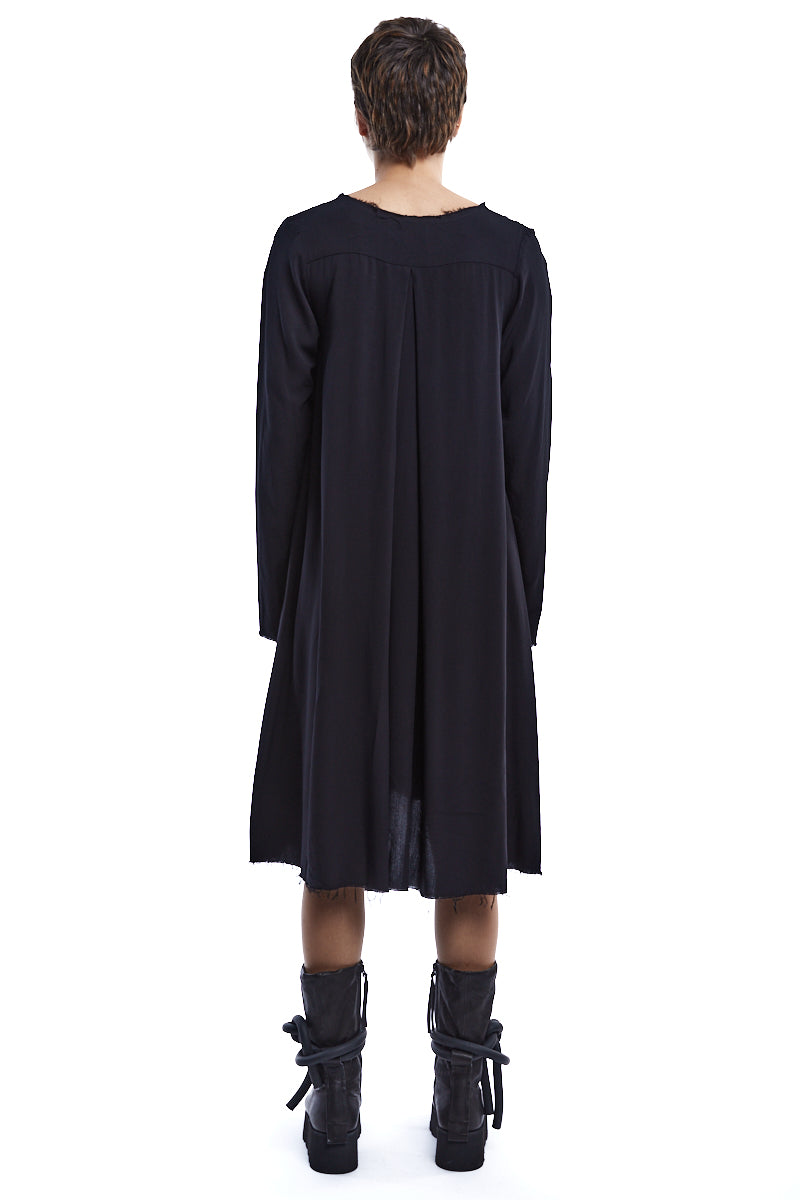 BLACK VISCOSE TUNIC DRESS