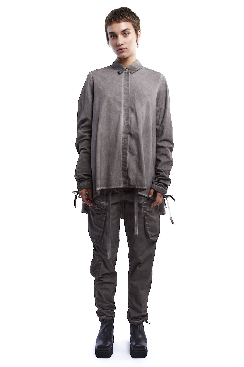 STUDIO-B3 BEIGE OLD DYED DRAWSTRING SHIRT - frontal