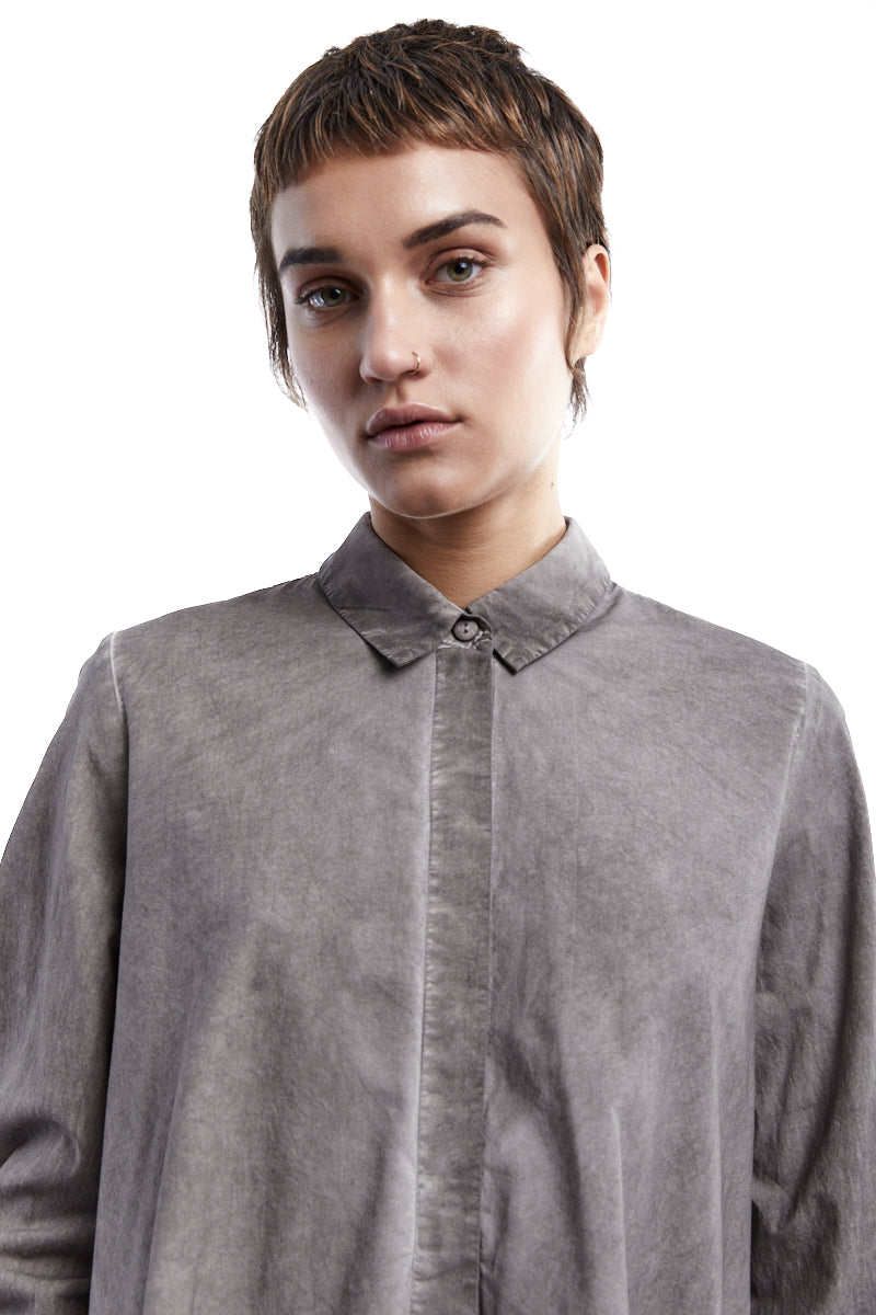 STUDIO-B3 BEIGE OLD DYED DRAWSTRING SHIRT - frontal