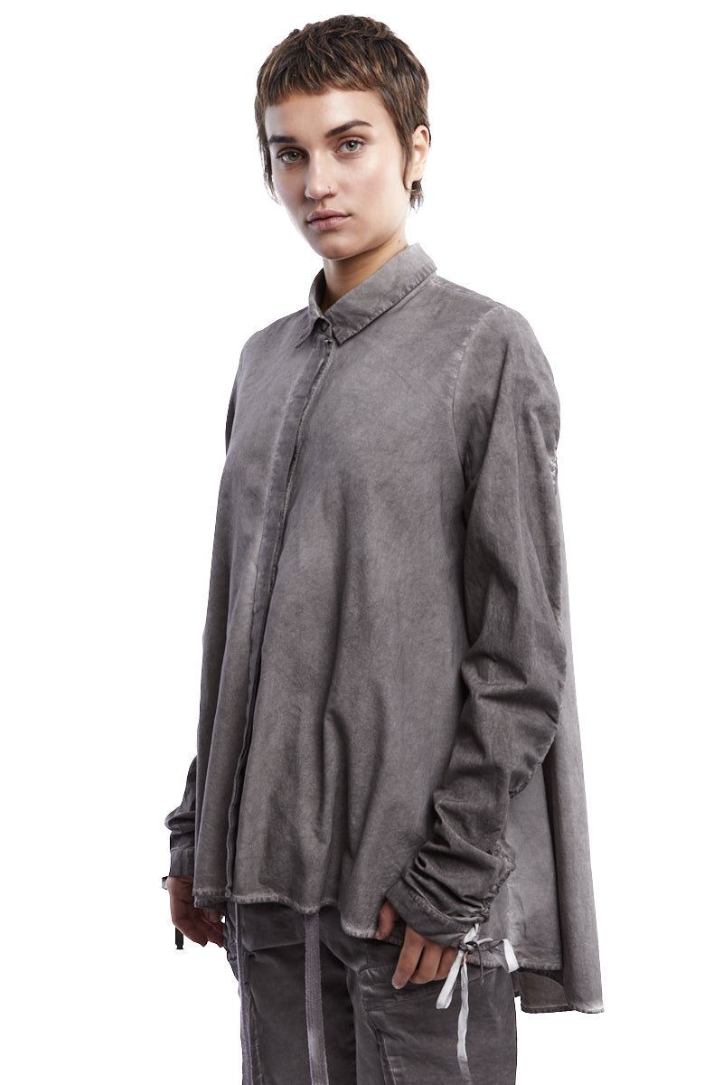 STUDIO-B3 BEIGE OLD DYED DRAWSTRING SHIRT - frontal