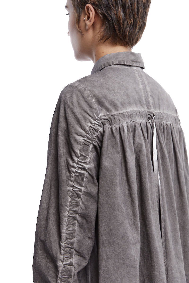 STUDIO-B3 BEIGE OLD DYED DRAWSTRING SHIRT - frontal
