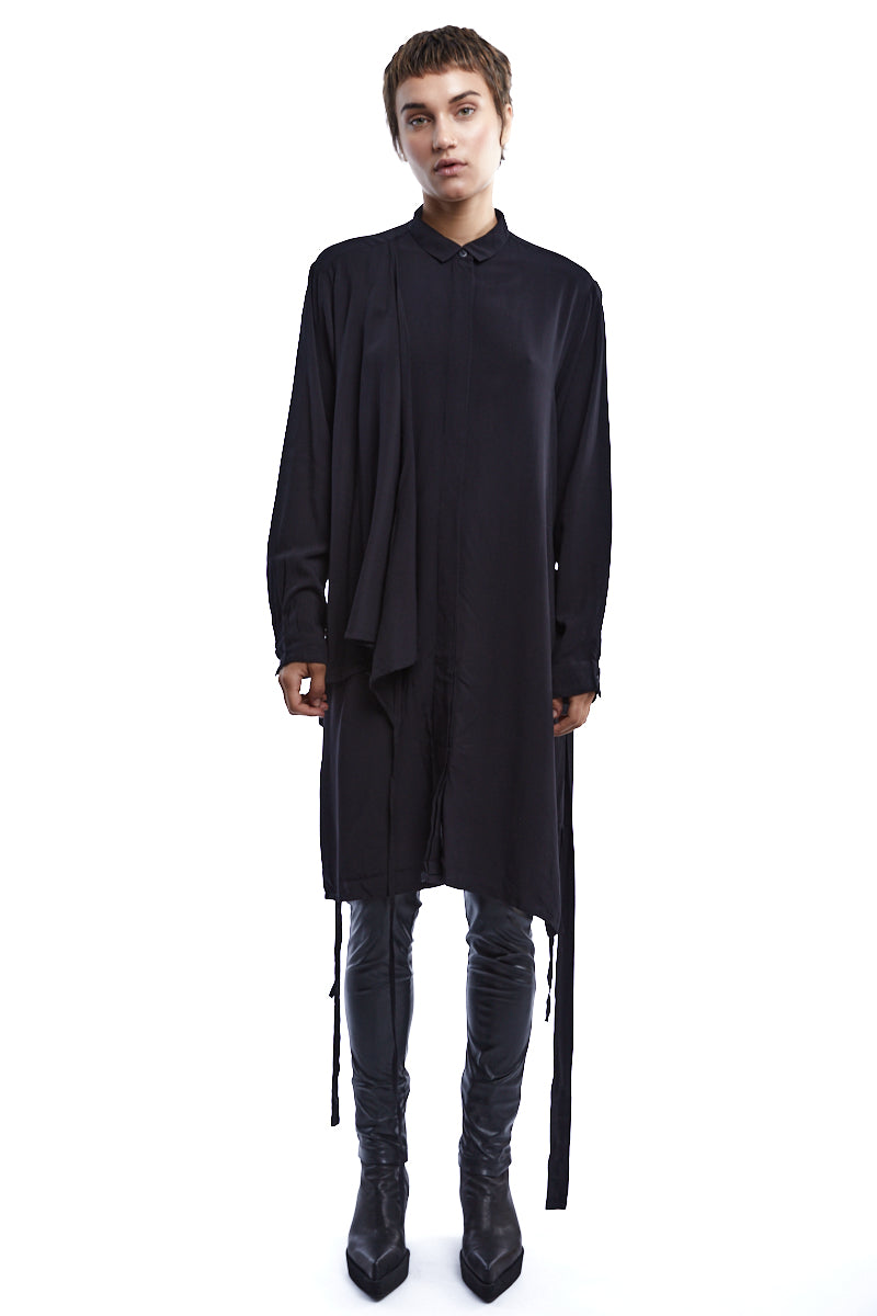 STUDIO-B3 BLACK SOFT TUNIC SHIRT - frontal