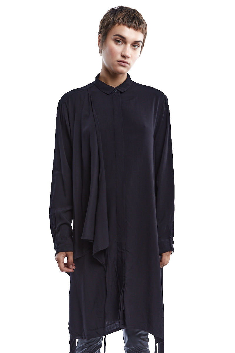 STUDIO-B3 BLACK SOFT TUNIC SHIRT - frontal