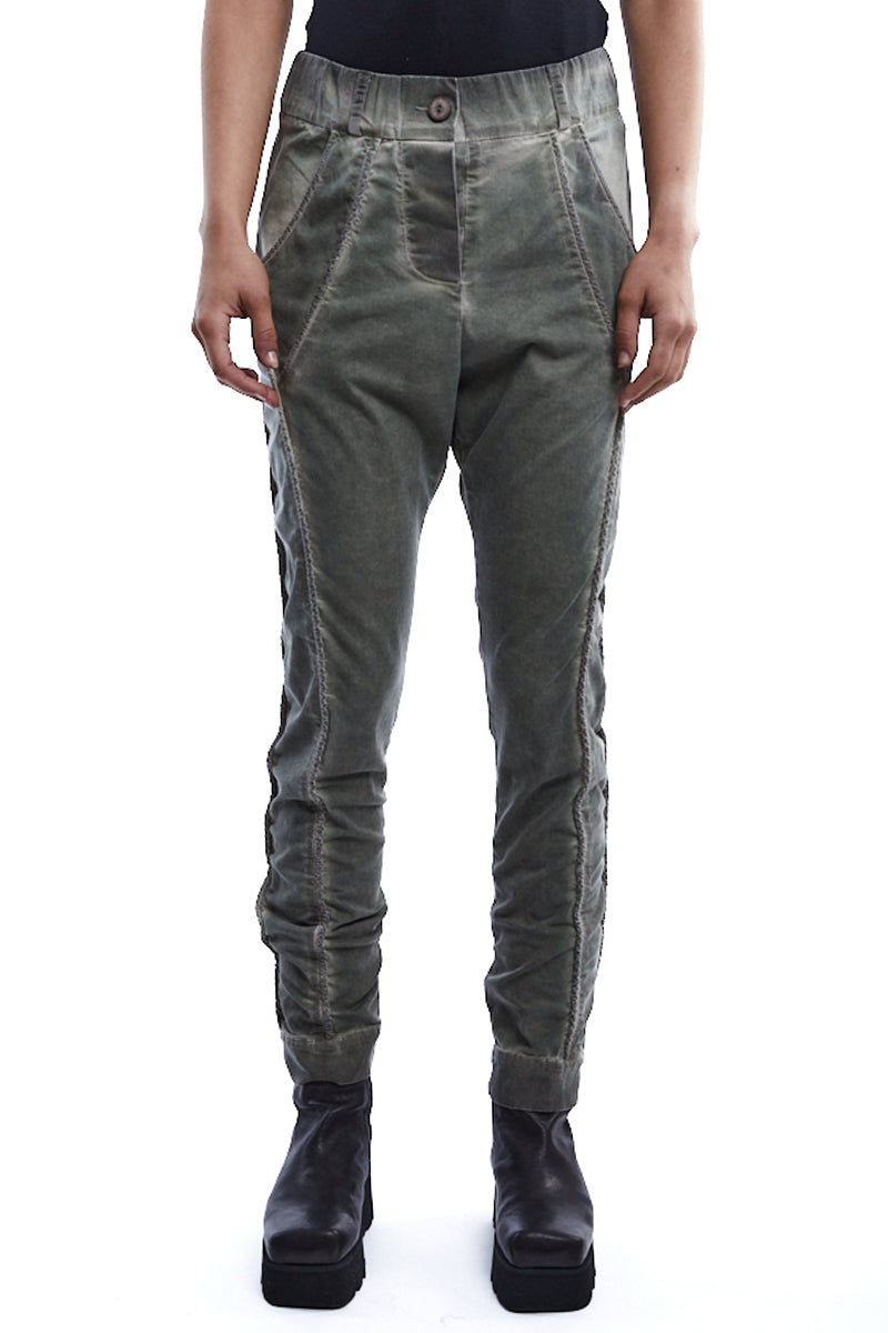 OLIVE OLD DYED SLIM FIT PANTS