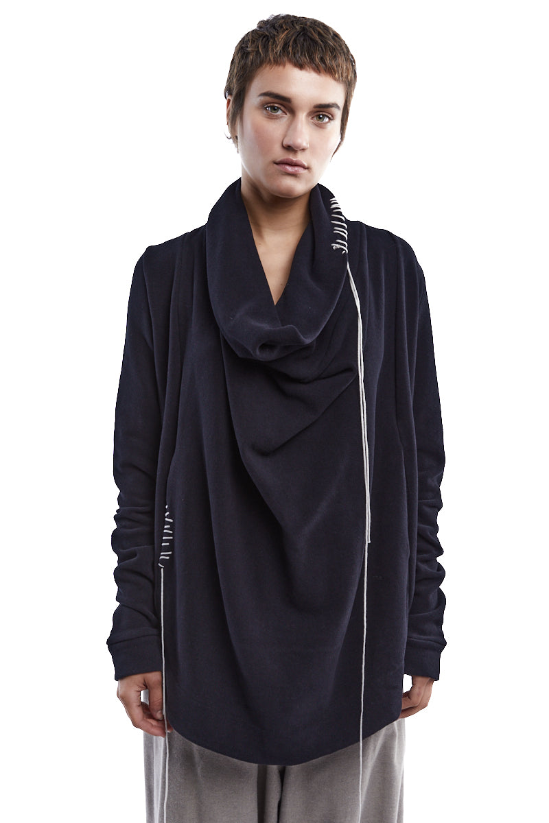 BLACK DRAPED TUNIC