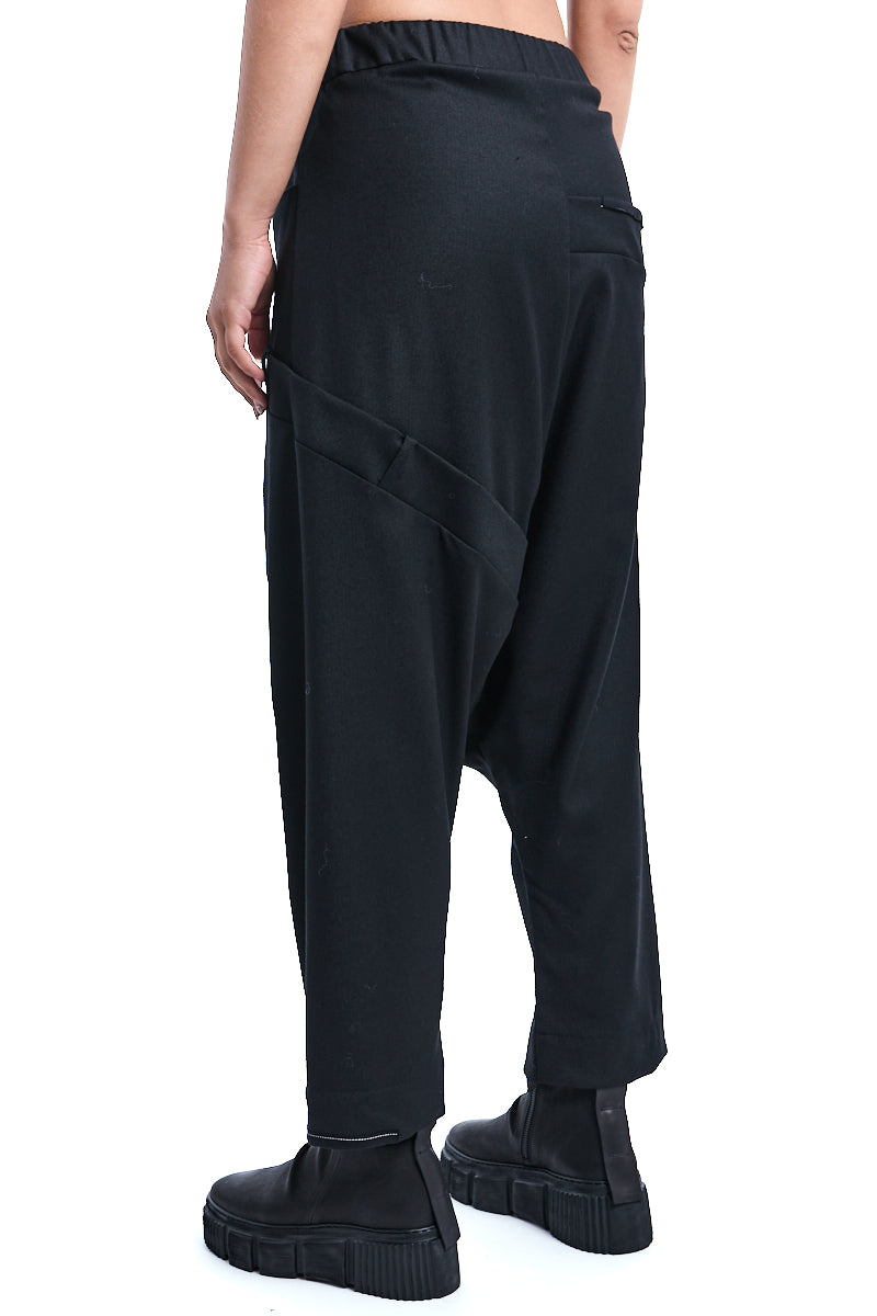 BLACK DOUBLE WAISTBAND PANTS