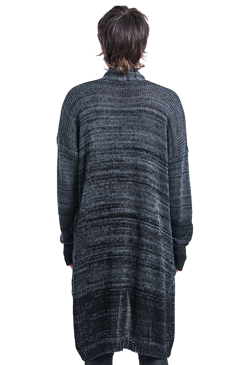 GREY CHUNKY COTTON KNITTED CARDIGAN