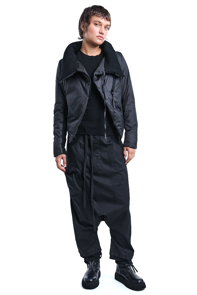BLACK ASYMMETRIC PADDED JACKET