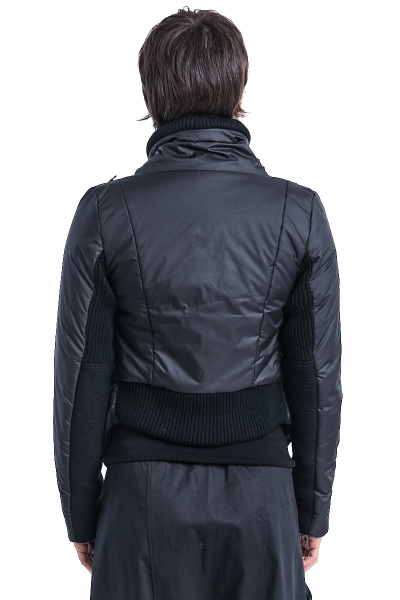 BLACK ASYMMETRIC PADDED JACKET