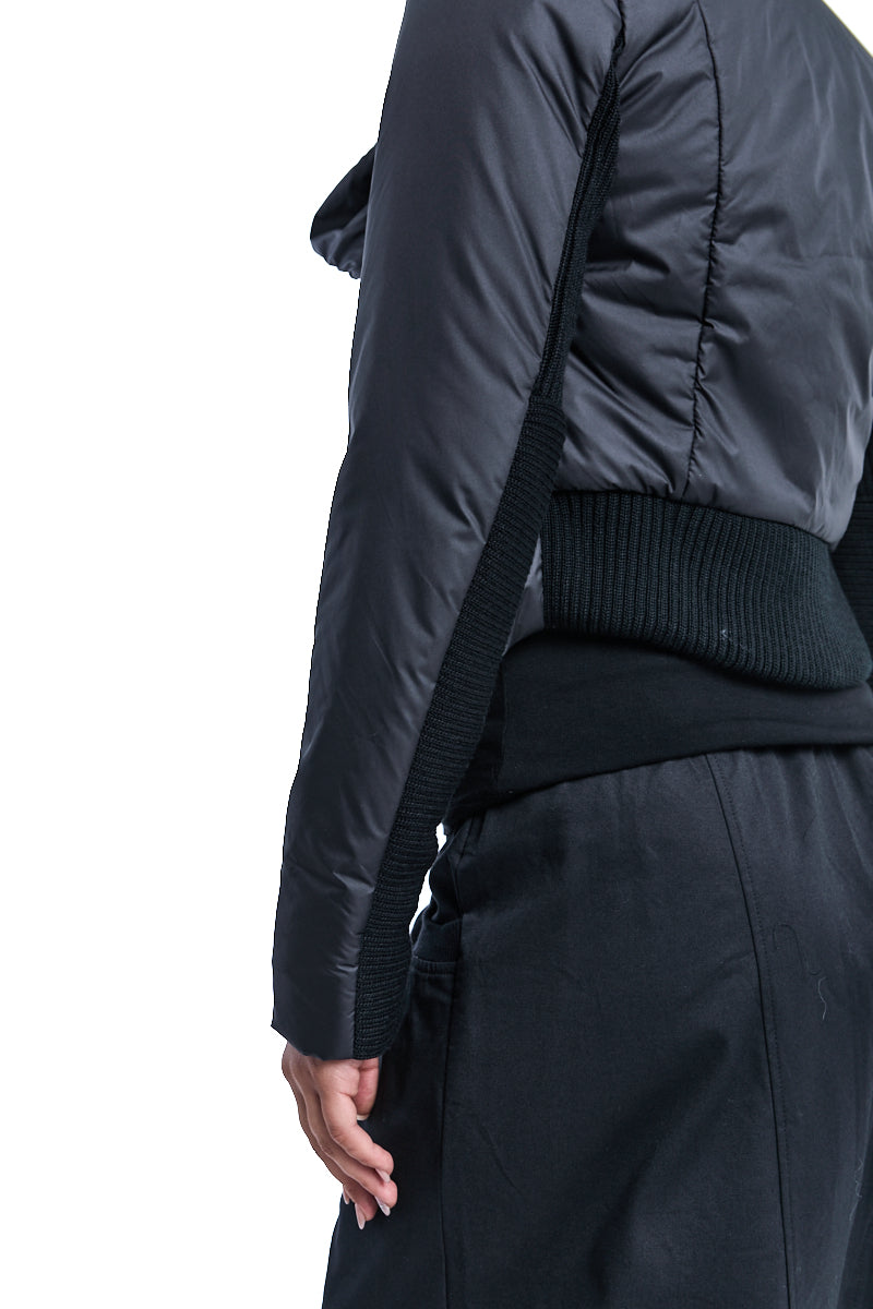 BLACK ASYMMETRIC PADDED JACKET