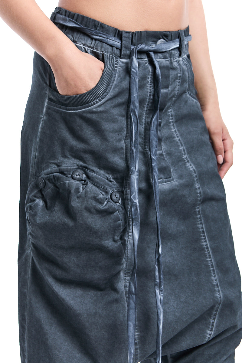 GREY OVER DROPPED CROTCH PANTS