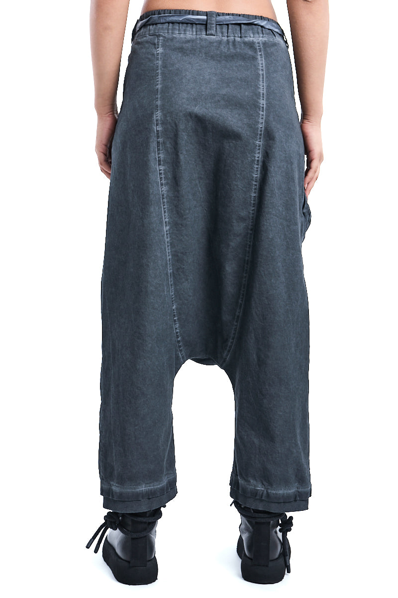GREY OVER DROPPED CROTCH PANTS
