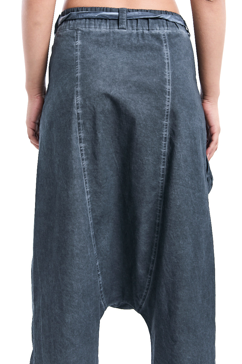 GREY OVER DROPPED CROTCH PANTS