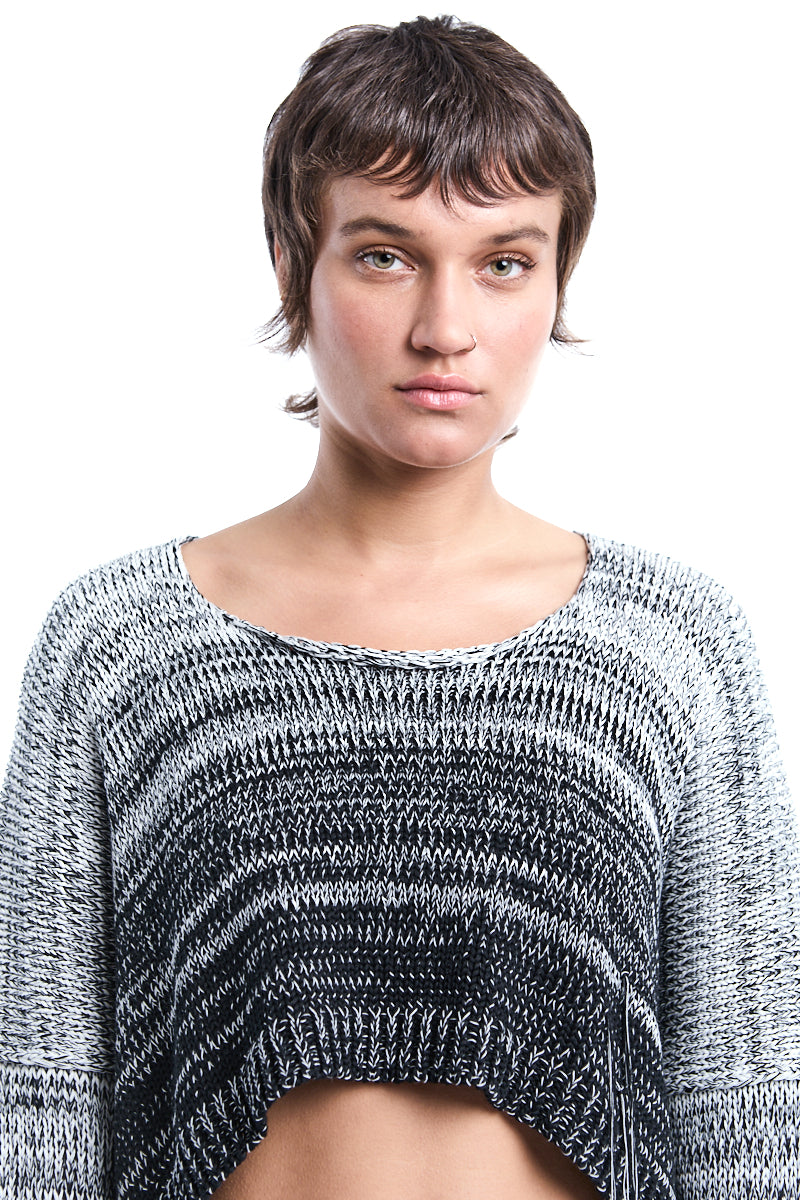 BLACK-PEARL CROPPED KNITTED JERSEY