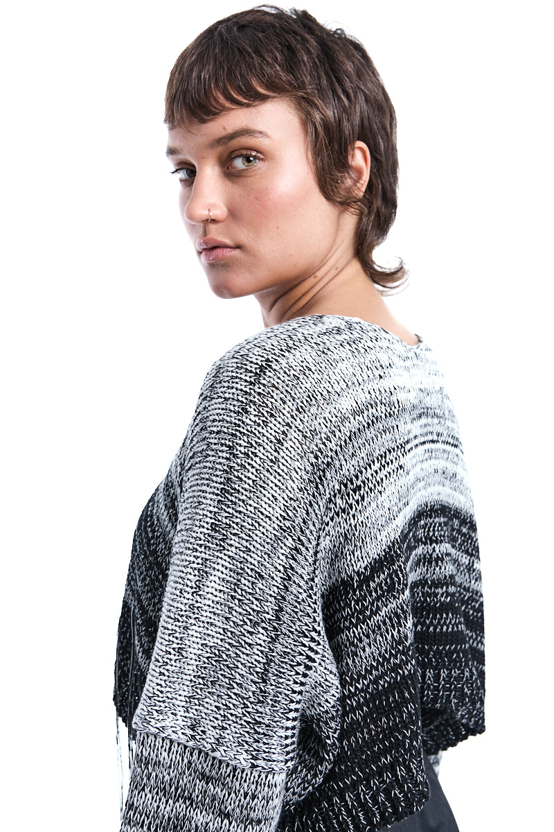 BLACK-PEARL CROPPED KNITTED JERSEY