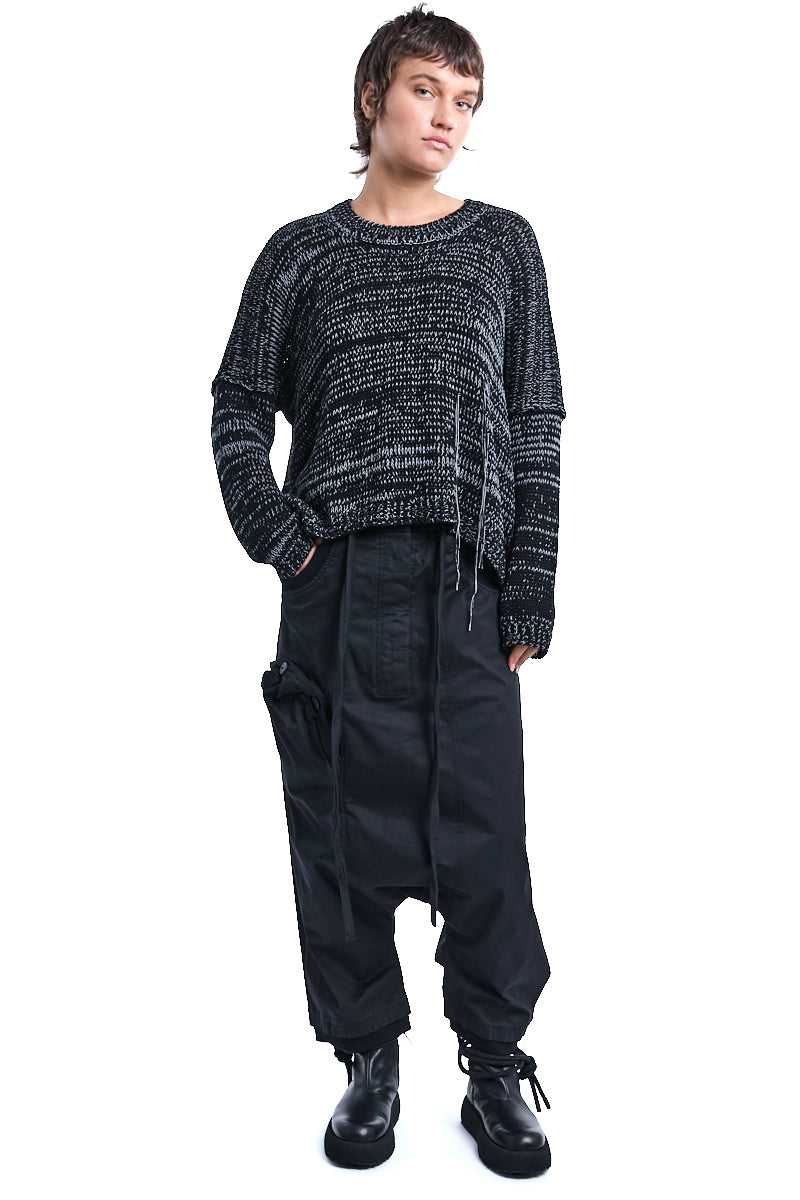 DARK GREY CHUNKY COTTON KNITTED JERSEY