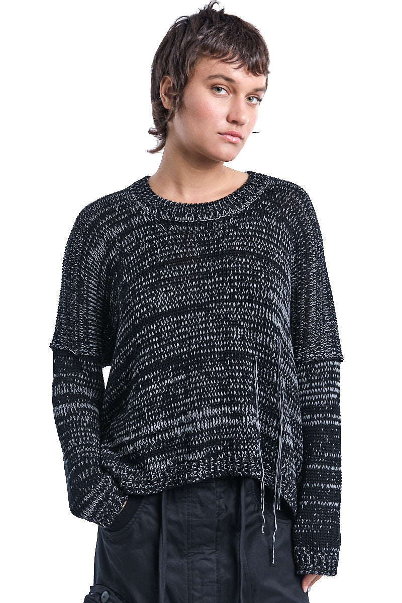 DARK GREY CHUNKY COTTON KNITTED JERSEY