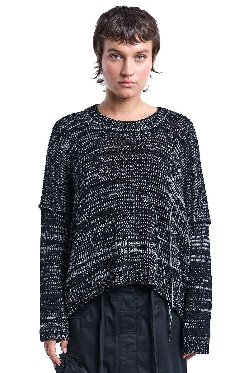 DARK GREY CHUNKY COTTON KNITTED JERSEY