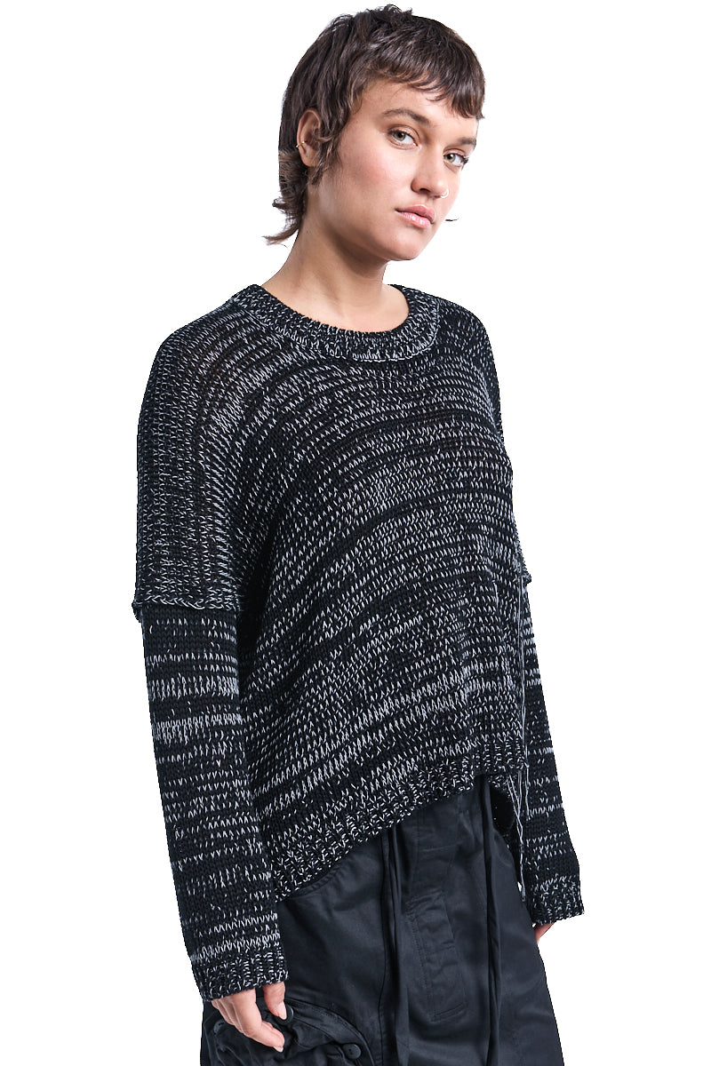 DARK GREY CHUNKY COTTON KNITTED JERSEY