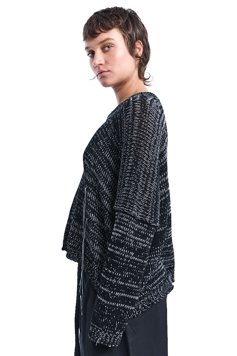 DARK GREY CHUNKY COTTON KNITTED JERSEY