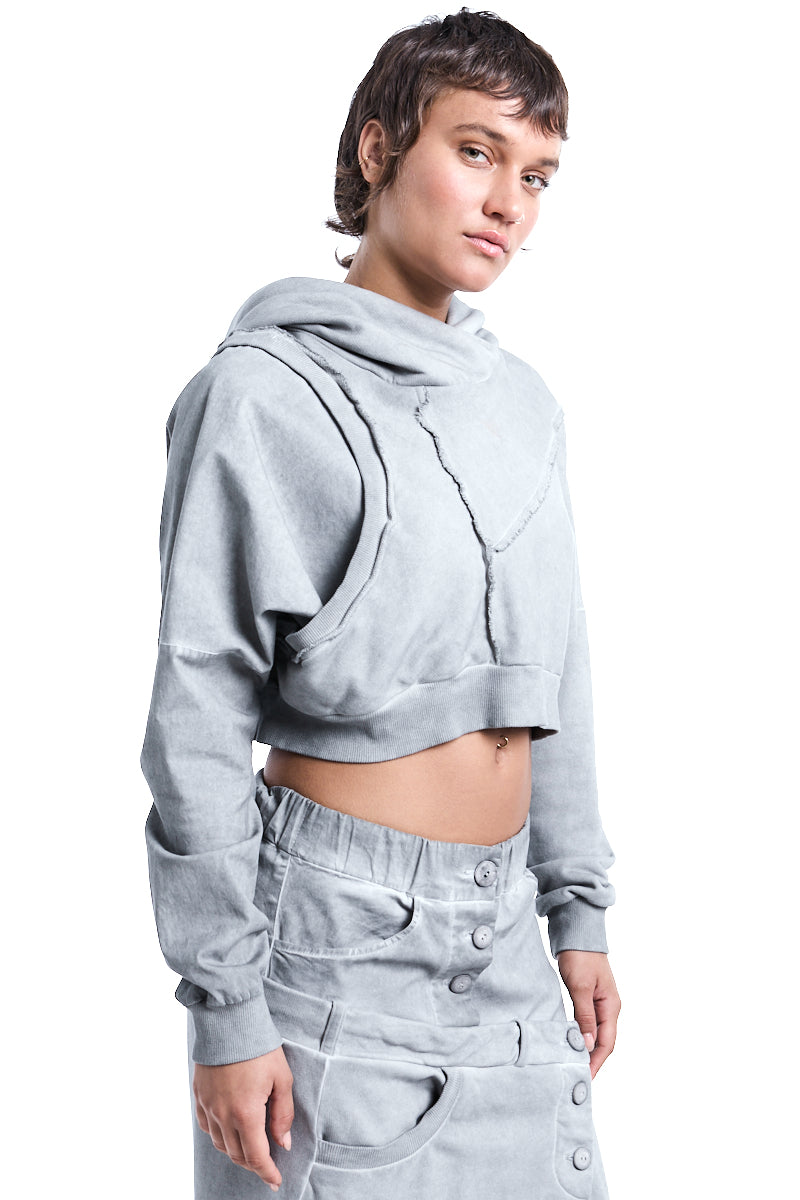 PEARL DYED CROP HOODIE