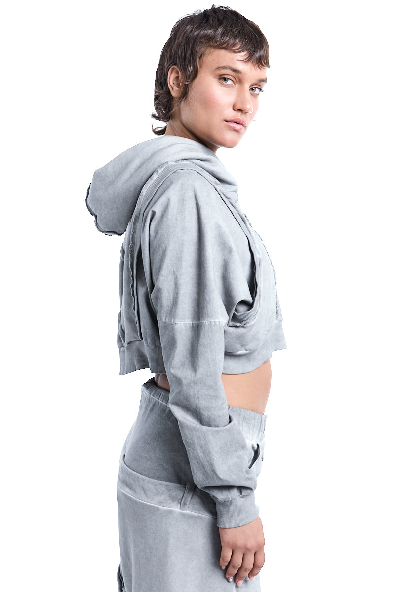 PEARL DYED CROP HOODIE