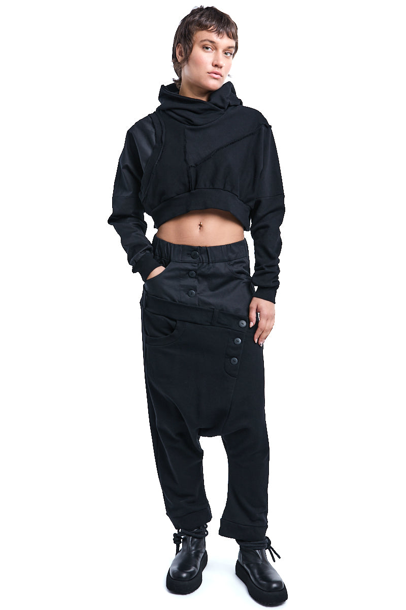 BLACK CROP HOODIE