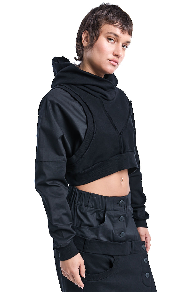 BLACK CROP HOODIE