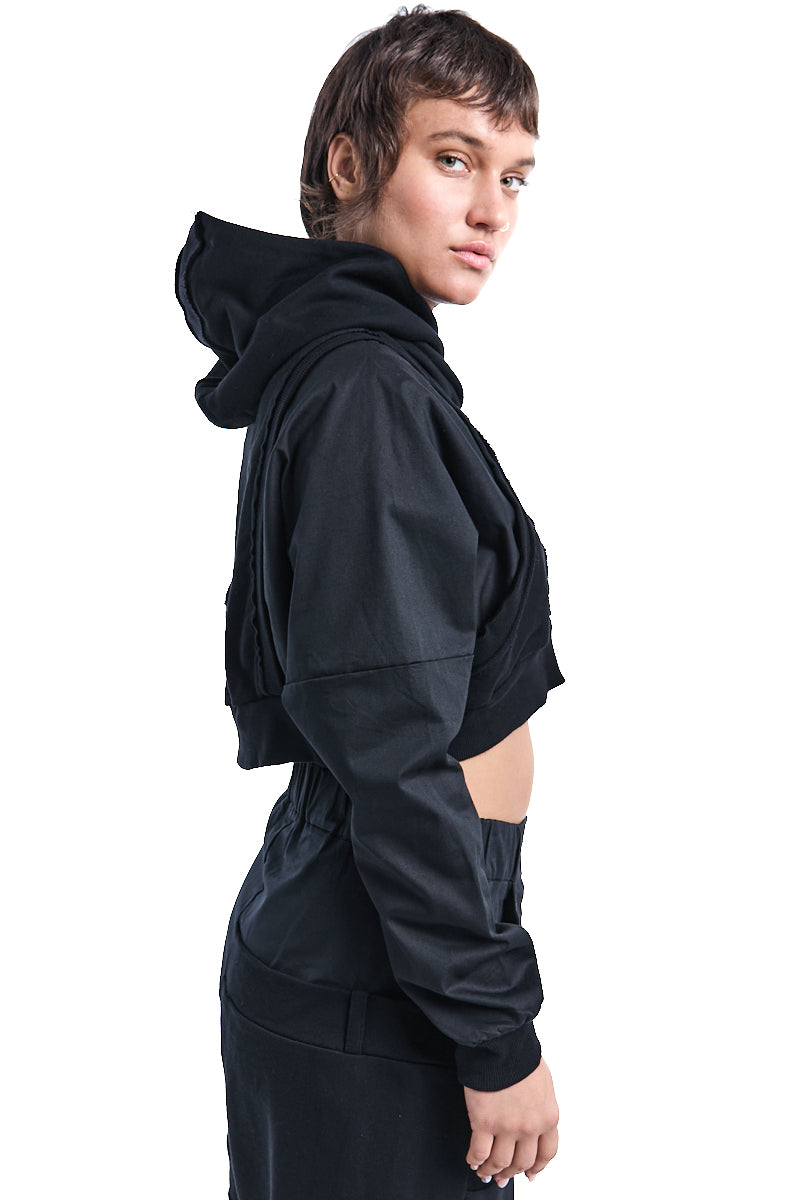 BLACK CROP HOODIE